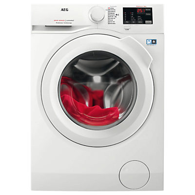 AEG L6FBI841N Freestanding Washing Machine, 8kg Load, A+++ Energy Rating, 1400rpm Spin, White AEG L6FBI841N Freestanding Washing Machine, 8kg Load, A+++ Energy Rating, 1400rpm Spin, White